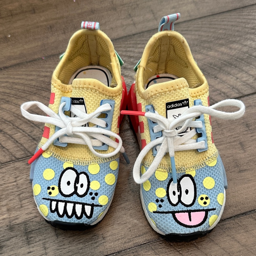 Adidas Kids' Cartoon Face Sneakers - Yellow and Blue
